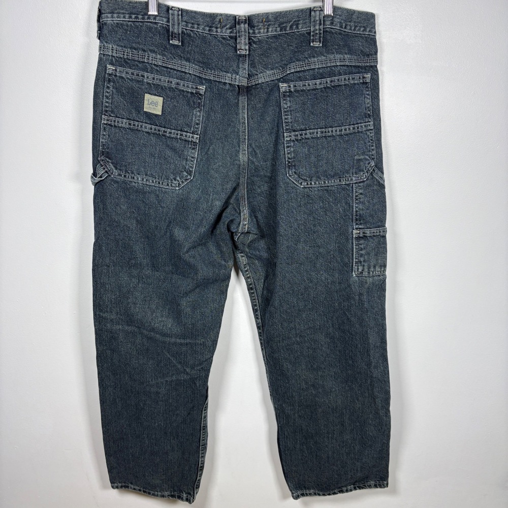 Y2K Lee Dungarees Carpenter Jeans Mens 40x30 Dark Wash Denim Utility Work Pants